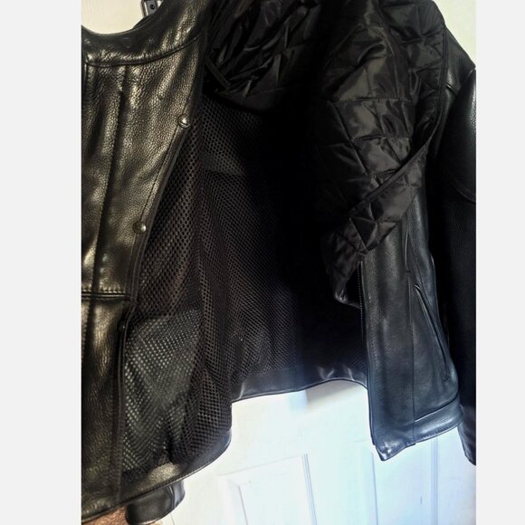 US Made Co Black Leather Jacket Padded Heavy Motorcycle Biker Mens 40 Medium - Picture 10 of 16